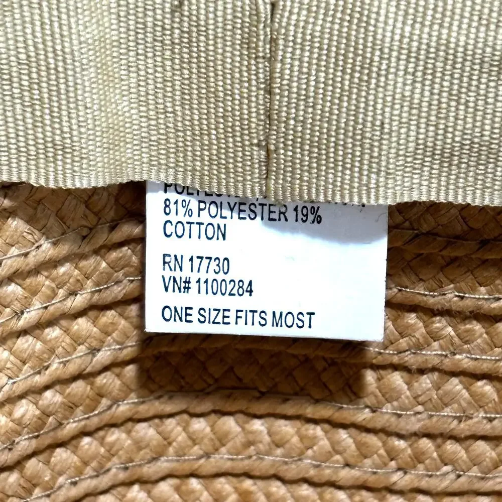 Straw bucket style sunhat with peachy pink fabric hatband cottagecore casual